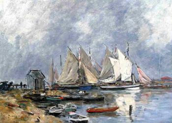 尤金 佈丹 Trouville, the Port, Boats and Dinghys